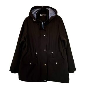 Plus Sized Black Softshell Hooded Jacket